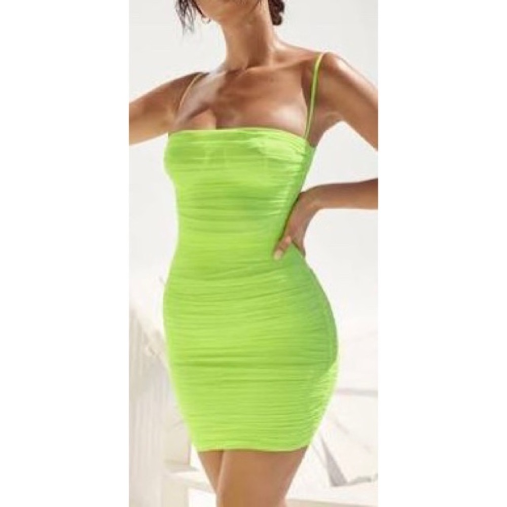 BB DAKOTA BY STEVE MADDEN Neon Green Citron Stay Mesh Dress XL NWT - Picture 1 of 16